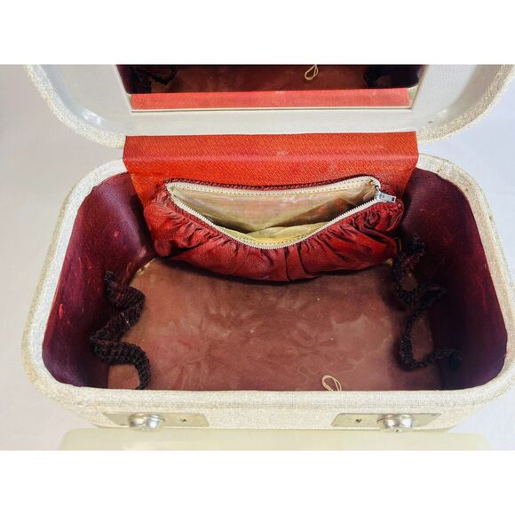 Vintage Air Away Mid Century Train Case Gray Tweed W/ Tray & Key - Picture 6 of 14